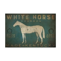 Zaštitni znak likovne umjetnosti Bijeli konj s plavim natpisima, ulje na platnu Riana Faulera