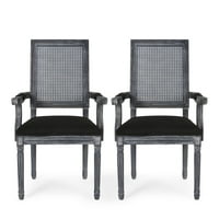 Francuska stolica za blagovanje od tkanine, 2 komada, Crna