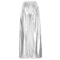 Ženske modne široke jednobojne Ležerne rastezljive duge hlače visokog struka 96 94487147