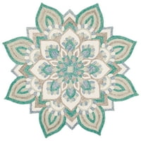 Novi cvjetni tepih od plave Bjelokosti, Okrugli 3' 3'