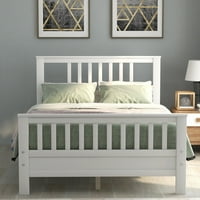 Aukfa okvir s punim krevetom, drvena platforma krevet s uzglavljem za djecu, bijelo