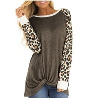 Žene moda labava dugih rukava O-Neck casual leopard print majica bluza bluza casual plus size vitka tunika jesen