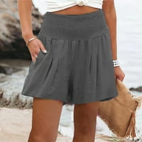Ženske ležerne labave hlače na plaži Čvrsta boja ruffle visoki struk kratke hlače sive xxl