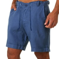 Muške kratke hlače Ležerne modne lanene hlače u struku s pamučnim vezicama, džepovi na kopčanje, Muške kratke