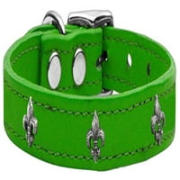Ogrlica za pse od kože Fleur De Lis, smaragdno zelena, Emerald Zelena