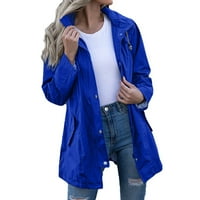 Ženska kišna jakna od kiše u boji S kapuljačom i džepom, vanjske jakne dugih rukava, Planinska odjeća