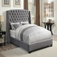 Krevet s punim tapeciranim hrpama u sivoj boji