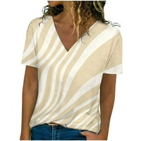 Ženski elegantni labavi vrhovi s apstraktnim izrezom u obliku slova U, majice za izlazak, klasične ljetne bluze