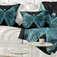 DesignArt svijetloplava fraktalna leptira u tamnom - Sažetak jastuka za bacanje - 12x20