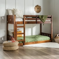 Krevet na kat od borovog drveta, dva odvojena kreveta, orah