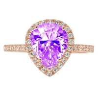 2. Dijamant u obliku kruške s imitacijom prozirnog dijamanta od ružičastog zlata od 18 karata s umetcima prsten