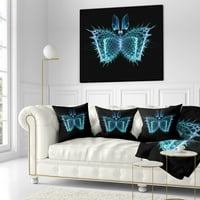 DesignArt plavi fraktalni leptir u tamnom - Sažetak jastuka za bacanje - 18x18