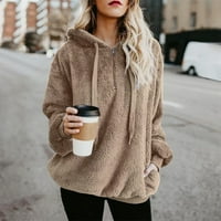 Twishirts za žene čvrste boje vrhovi dugih rukava labavi kapuljača s kapuljačama Preveliki vrhovi pulover pulover