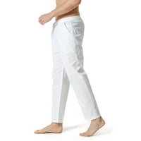 Iopqo muške casual hlače lanene hlače za muškarce muške pamučne linene labave ležerne lagane elastične hlače za