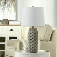 Stolna svjetiljka - tkanje s teksturom s konusnim sjenilom bubnja-teksturirana siva završna obrada s bijelim sjenilom
