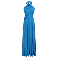 Ženska Maksi-a-linija modna ljetna jednobojna haljina Bez rukava s plavim izrezom u obliku slova u