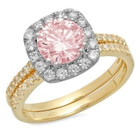 1. 14-karatni ružičasti imitacijski dijamant od žutog i bijelog zlata s laserskim graviranjem u stilu Art Deco