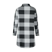 Ženski kaput jakna Plus veličina dugih rukava Jesen / Zima casual karirana košulja srednje duljine kaput s džepovima