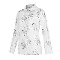 Majice za žene, Plus Size, labavi print, bluza s izrezom i gumbima, majica, majica, majica u bijeloj boji