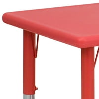24 98 pravokutni crveni plastični vanjski stol s podesivom visinom