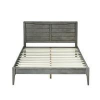 84.75 siva rustikalna završna obrada moderni okvir kreveta od gumenog drveta na platformi