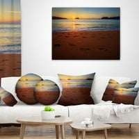 DesignArt Foot Tiskana pješčana oceanska plaža - jastuk za bacanje morske obale - 18x18