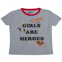 Stripovi Wonder Woman, Supergirl i Batgirl Logos Glitter Grafička majica