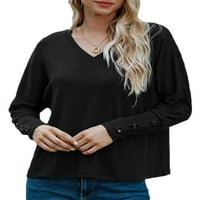 Ženska majica s dugim rukavima, jednobojna majica s dugim rukavima, labavi vrhovi za vikend, ležerna bluza od
