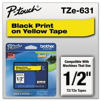 Brother TZe - Standardno ljepilo - crno na žuto laminirane trake u roli - za P-Touch PT-1880, D200, D450, E110,
