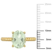 MIABELLA WOMANS 2- CArat T.G.W. Ovalno izrezana zelena kvarca 14KT žutog zlata pasijansa