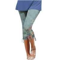 Safing ženske joge noge Capri hlače padaju visoko elastični struk djevojke retro opuštene hlače cvjetnog srca