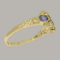 18K britansko žuto zlato pravi prirodni tanzanit i kubični cirkonij ženski prsten - opcije veličine-Veličina 8