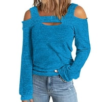 Ženske majice s dugim rukavima, ležerni jesenski ženski ležerni džemperi s okruglim vratom s ramena, lagane dukserice