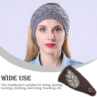 Thinsont Crochet trake za glavu zimski listovi uzorak s rhinestones elastičnim glavama široka topla pribor za
