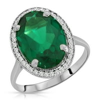 Galaxy Gold 4. Karata Ukupna težina 14K Čvrsto bijelo zlato Smaragd s prirodnim dijamantima Halo prsten Sjajni