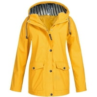 + Ženska jednobojna vanjska kišna jakna Plus veličina Vodootporni kišni ogrtač s kapuljačom otporan na vjetar