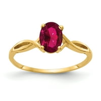 7k ovalni prsten od rubina od žutog zlata izrađen u laboratoriju, presvučen rubinom od djevičanskog zlata