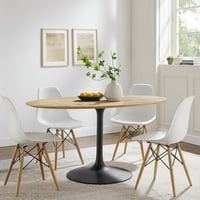 Blagovaonski stol od 60 ovalnog prirodnog drva u crnoj boji
