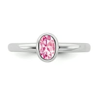 Ovalni prsten od ružičastog turmalina od srebra