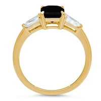 Smaragdni rez od 2,0 karata prirodno crno 18K žuto zlato ugravirano izjava Godišnjica zaruka vjenčani prsten s