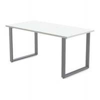 Žičani radni stol, dizajnerski bijeli laminat s crnom završnom obradom