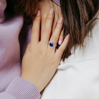 2-karatni 2-karatni plavi i bijeli Safir od 10-karatnog bijelog zlata 2-dijelni 2-dijelni zaručnički prsten