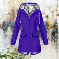 Ženski kaputi, Vanjska odjeća, zimska ženska jednobojna kišna jakna, vanjski kaput otporan na vjetar s kapuljačom