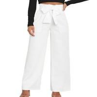Ženske Palazzo hlače, široke duge hlače, jednobojne hlače, široke hlače, svečane bijele hlače