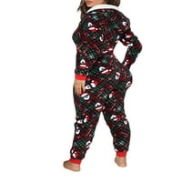 Ma i bebe žene božićne pidžame s dugim rukavima s kapuljačama s patentnim zatvaračem xmas pidžama kombinezon