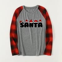 Rasprodaja božićne obiteljske pidžame majice s printom Djeda Mraza i losa, karirane hlače, pidžame s okruglim