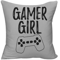 Siva tiskana jastučnica Gamer djevojka s kontrolerom osnaživanje žena Video Igra Dekorativna tiskana Jastučnica