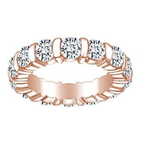 Zaručnički prsten od 14k bijelog prirodnog dijamanta okruglog reza od ružičastog zlata od 14k, veličina prstena-8,5
