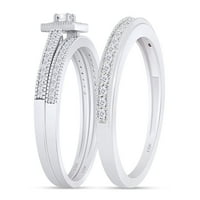 Zaručnički prsten od bijelog prirodnog dijamanta i zaručnički trio od bijelog zlata od 10 karata