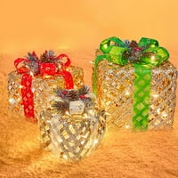 Božićni ukrasi set božićnih osvijetljenih poklon kutija LEDS poklon kutije ukras za božićno drvce za vanjski zatvoreni